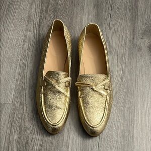 Gold Flat Academy J. Crew Metallic Loafer